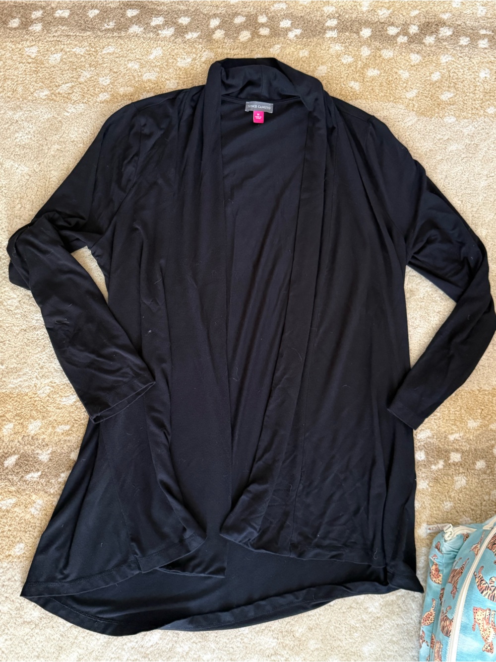 vince camuto size m Women's Black Open Front Lightweight Cardigan